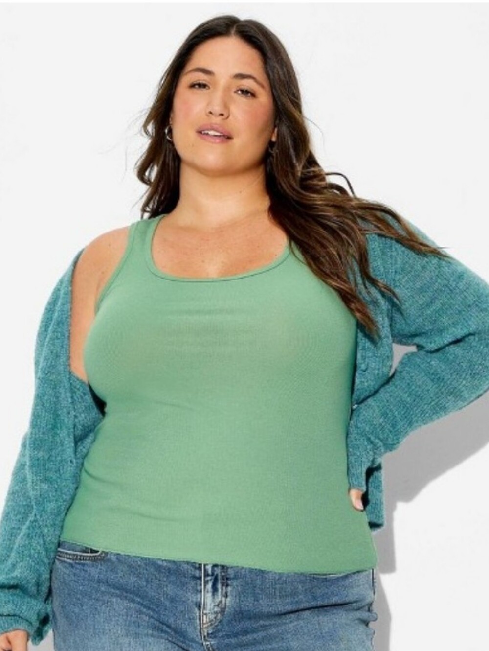 Women's Core Ribbed Tank Top - Wild Fable Fern Green 1X